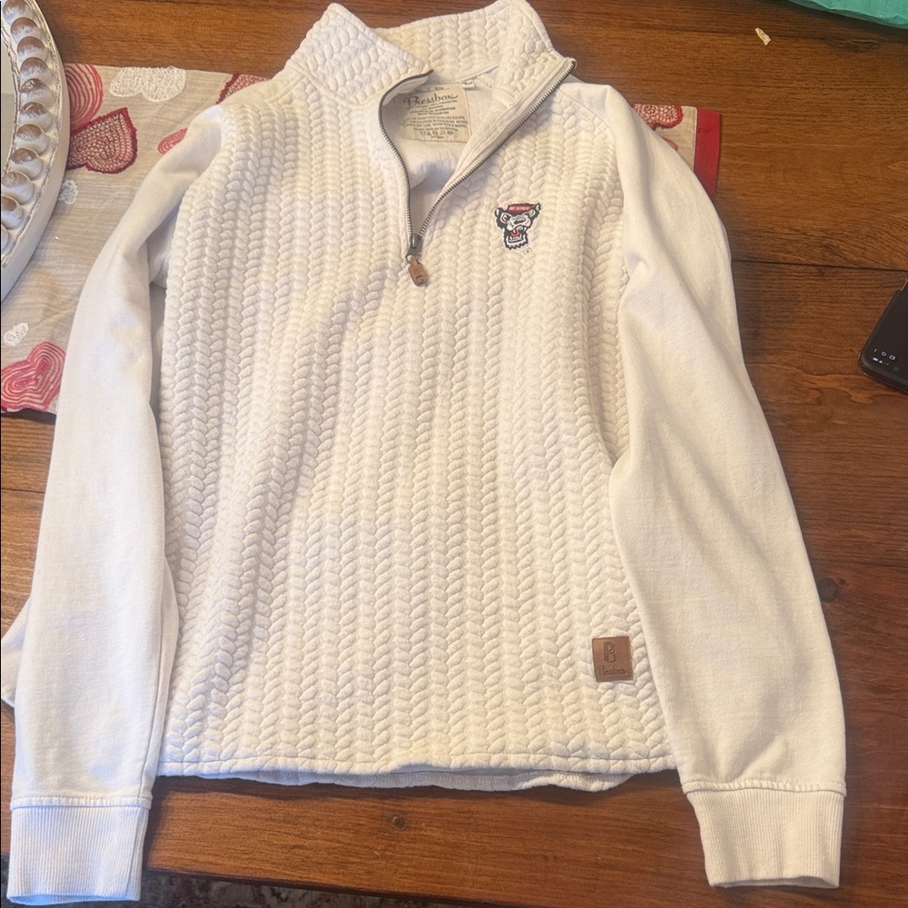Pressbox White Quilted Pullover - image 1
